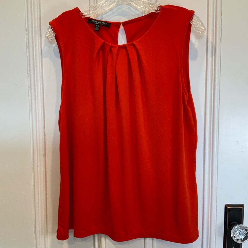 Jones New York Orange Red Scoop Neck Sleeveless Blouse - Size XL